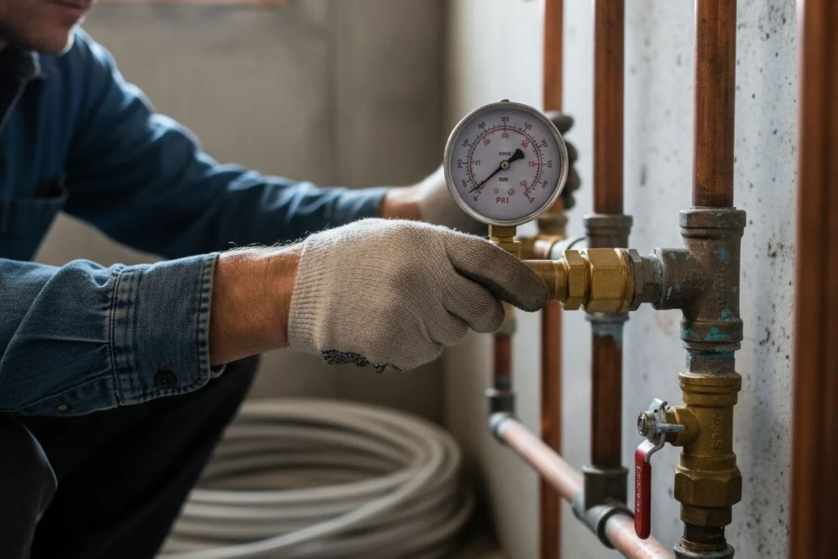 Pressure testing a repaired line during Water Line Repair in Ishpeming